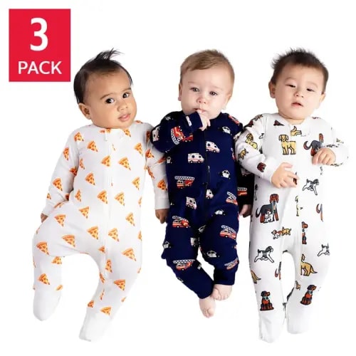 Monica + Andy Baby 3-pack Cotton Sleepers | Costco