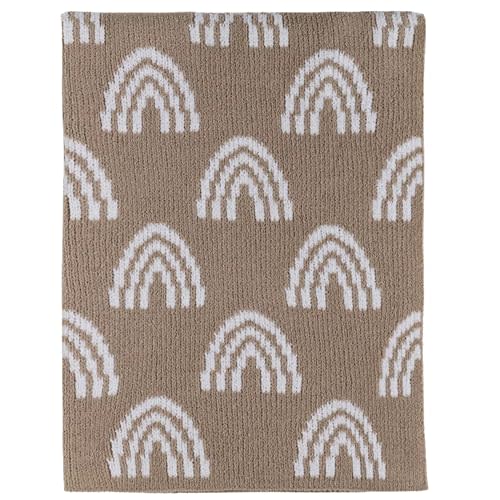 Living Textiles Taupe Rainbow Chenille Soft Baby Blanket Knitted Reversible Premium Cozy Fabric for Best Comfort Infant, Toddler, Newborn, Swaddle, Nursery, Boy, Girl,Unisex,Crib,Stroller,Gift 40x30in