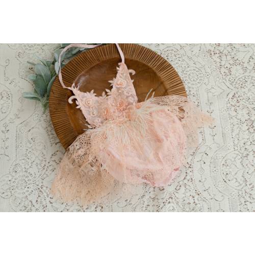 Baby girl lace Romper, Baby girl outfit, 3d flower lace romper, First birthday outfit