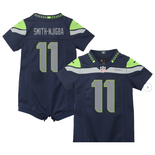 Newborn Seattle Seahawks Jaxon Smith-Njigba Nike Navy Romper