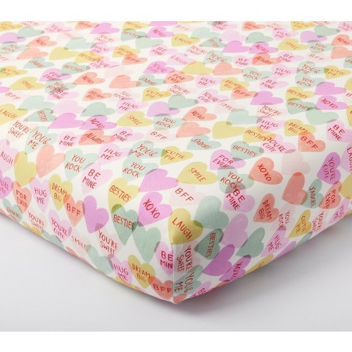 Rifle Paper Co. Candy Heart Organic Cotton Crib Fitted Sheet