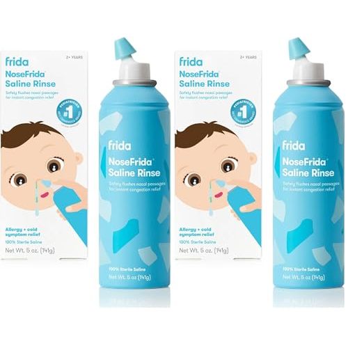 Frida Baby Saline Rinse for Toddler,Kids,Ages 2+,Saline Rinse for Sinus,Instant Congestion Relief & Allergy Relief,Flush Out Allergens,Mucus,Pollen,Dust,Safe-for Daily Use,(Pack of 2)