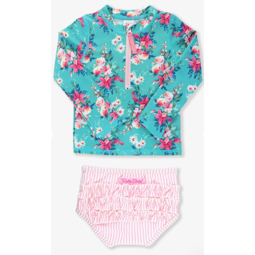 Long Sleeve Zipper Rash Guard 2-Piece | RuffleButts & RuggedButts
