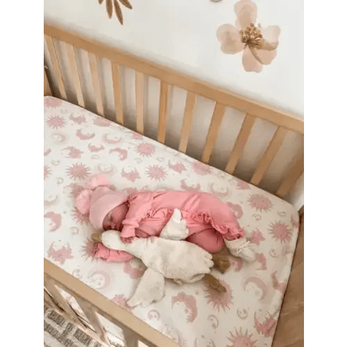 Little and Fern | Cot Sheet | Celestial Pink