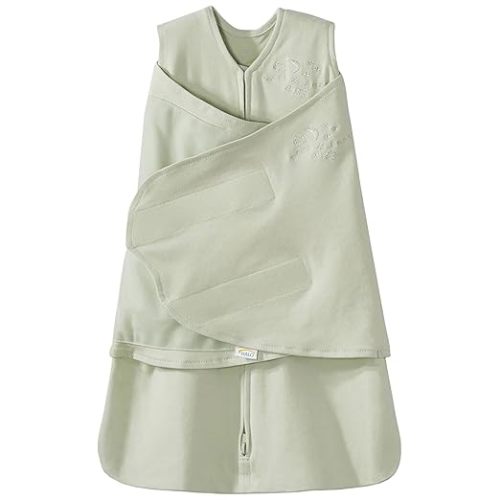 HALO 100% Cotton Sleepsack Swaddle, 3-Way Adjustable Wearable Blanket, TOG 1.5, Sage, Small, 3-6 Months