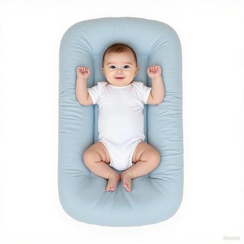 Baby Lounger for Infants Babies 0-24 Months, Bionic Organic Lounger, Soft Cotton Breathable Infant Floor Seats & Loungers for Newborn Baby Shower Gifts (Blue)