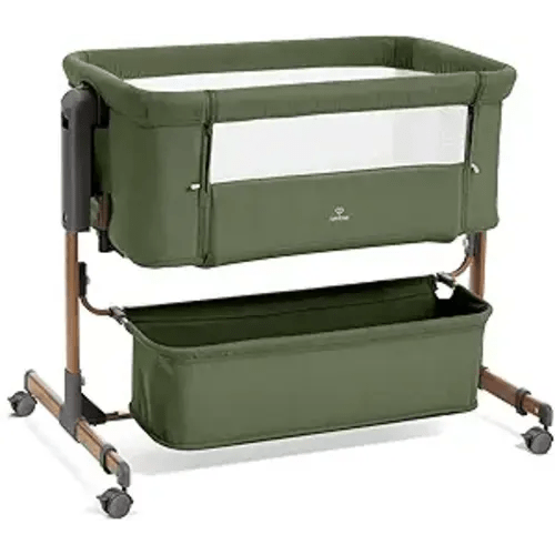 3 in 1 Baby Bassinet, Rocking Bassinet, Bedside Bassinet, 6-Height Adjustable, Bassinet Bedside Sleeper, Bedside Bassient for Baby with Comfy Mattress, Breathable Mesh, Large Storage Basket