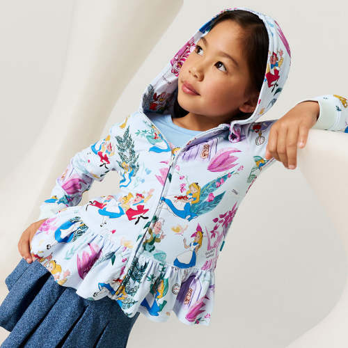 Disney Adventures in Wonderland French Terry Ruffled Zippered Hoodie