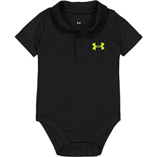 Under Armour Baby Boys' Bodysuit Logo Polo, Short and Long Sleeve, Black, 3/6M