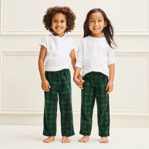 Toddler Holiday Plaid Microfleece Matching Family Pajama Pants - Wondershop™ Green 3T