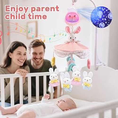 Amazon.com : Aimafun Baby Crib Mobile for Girls with Music, Lights & Projection, Adjustable Volume, 360° Rotating Plush Crib Toys with Detachable Musical Box, Hanging Mobile for Crib, Nursery Decor : Baby