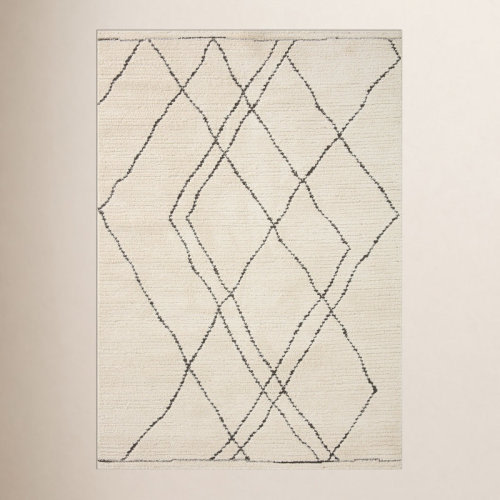 Birch Lane™ Kismet Geometric Machine Made Power Loom Polyester Area Rug in Ivory/Charcoal & Reviews | Wayfair
