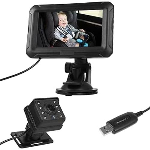 Shkalacar Baby Car Camera 4.3" HD Night Vision Baby Car Mirror- 1080P Night Vision Rear Facing Baby Monitor, 150° Wide View Angle for Infants Kids Pets with Camera USB Plug