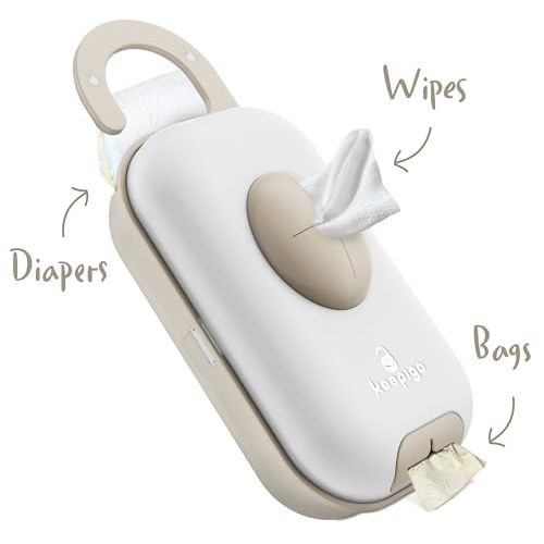 keepigo Diaper Bag Wipe Dispenser | 3-in-1 Portable Diaper Caddy Organizer, Baby Wipe Holder with Disposable Bags | Baby Essentials for Newborns, Toddlers, Travel & Baby Shower Gifts