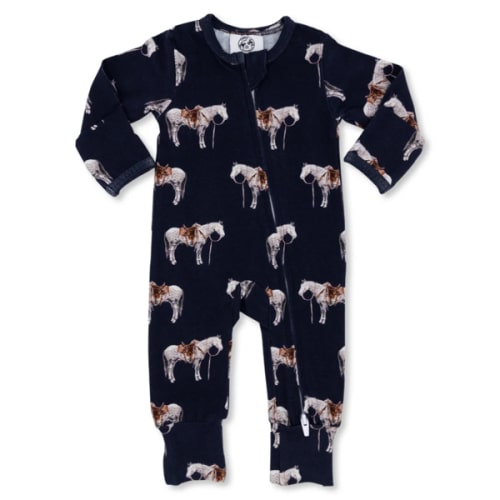 Navy Ranch Horse Folding Feet Jammies – Cowkid Clothing Company
