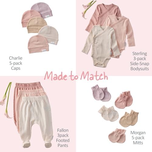 Butterblu Fallon 3-Pack Footed Pants 100% Organic Cotton Bottoms for Baby Boys & Girls, Sorbet, 3-6 Months