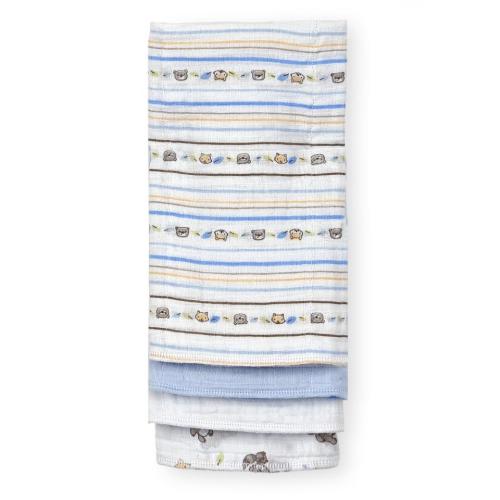 Koala Baby Boys 4 Pack Blue Muslin Burp Cloths - Forest Friends