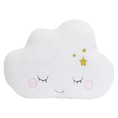 Little Love by NoJo Cloud Shaped Decorative Plush Pillow with Embroidery - White