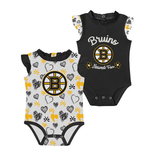 Bruins Newborn Girls Happy Hearts 2Pc Creeper Set