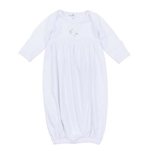 Vintage Stork Gathered Gown - White