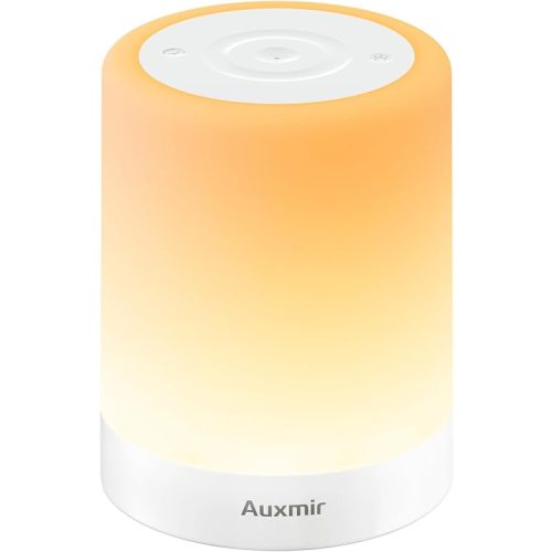 Auxmir Night Light for Kids Baby, Dimmable Touch Lamp for Nursery, 11 RGB Colors 5 Brightness, Portable Rechargeable Bedside Table Lamp for Nightstand, Kids Night Light for Bedroom Living Room, White