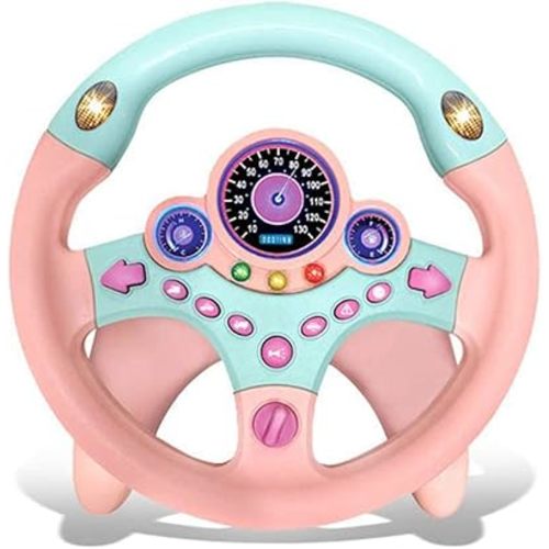 Kids Electric Early Education Simulation Steering Wheel Toy Multifunctional High Simulation Car Driving Toy with Music and Light Pretend Driving Toy for Toddlers