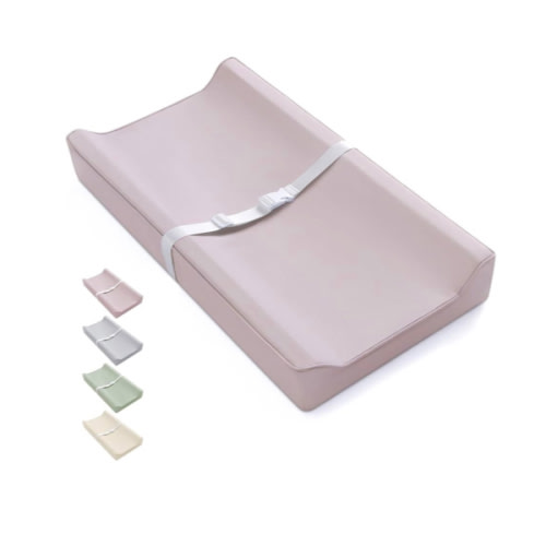 Blissful Diary Vegan Leather Baby Changing Pad with Waterproof & Wipe-Clean PU Cover, Standard Size Cozy Diaper Changing Pad for Dresser and Table, Taupe