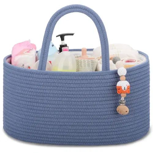 COMSE Baby Diaper Caddy Organizer, Car Caddy, Diaper Change Organizer, Gift Baskets Empty, Portable Tote Bag with Divider, Baby Shower Gifts Newborn Essentials Registry Must Have, Folkstone Gray