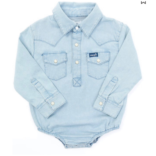 Wrangler Infant Boys' Long Sleeve Collared Onesie
