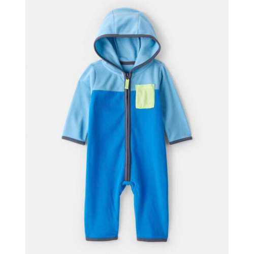 Baby Boy Color Block Fleece Long-Sleeve Jumpsuit - Blue | Carter's