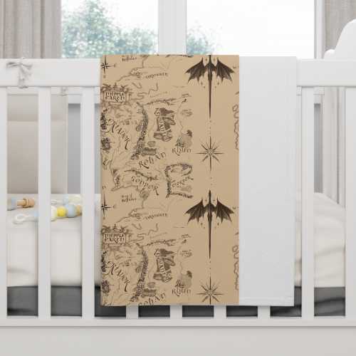 Middle Earth Map Baby Blanket - Lord of the Rings Nursery Decor