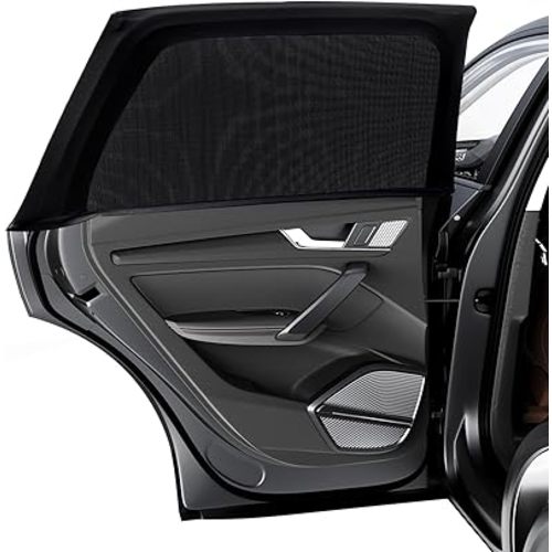 PEYOU Car Window Shades for Baby 2 Pack, Stretchable & Breathable Spandex Rear Side Car Sun Shade for Camping, Blocks Uv Rays & Sun Glare for Kids/Adults/Pets - 44.9"X19.7" Fits 99% Cars