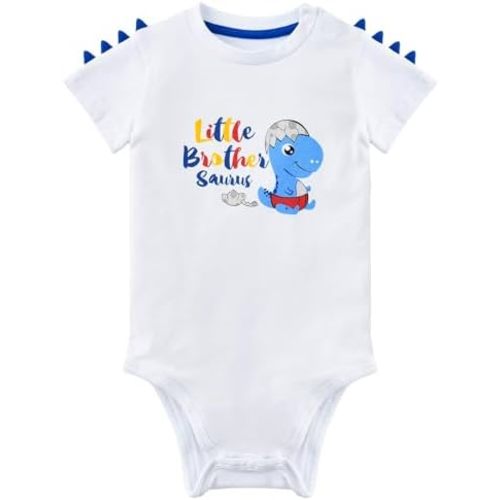 WAWSAM Little Brother Saurus Bodysuit Baby Boys’ Dinosaur Newborn Romper Gift