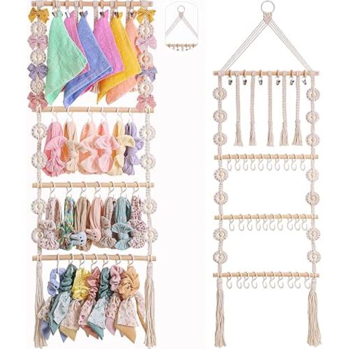 Bow Holder for Girls Hair Bows - Bow Organizer for Girls, Wall-Mounted Baby Headband Organizer, Headband Holder for Baby Girl