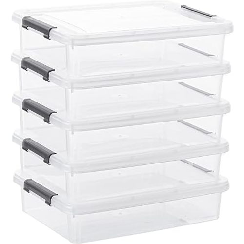Citylife Storage Bins with Lids,6 Quart Clear Sensory Bins,Plastic Bins for Arts Crafts Organizers,Stackable Storage Containers for Home, Office, School, and Scrapbook Clear White,5 Packs