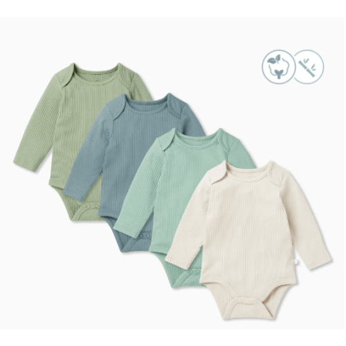 Ribbed Long Sleeve Bodysuit 4 Pack