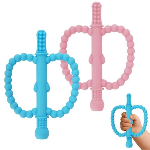 Hollow Teether Tube Apple Shape Baby Teething Toy for Babies 0-36M | Baby Teether Toys Chew Straw Sensory Toys for Babies 0-6 0-12 Months Infant Toddlers Silicone Tubes Relief Soothing Gums Gift