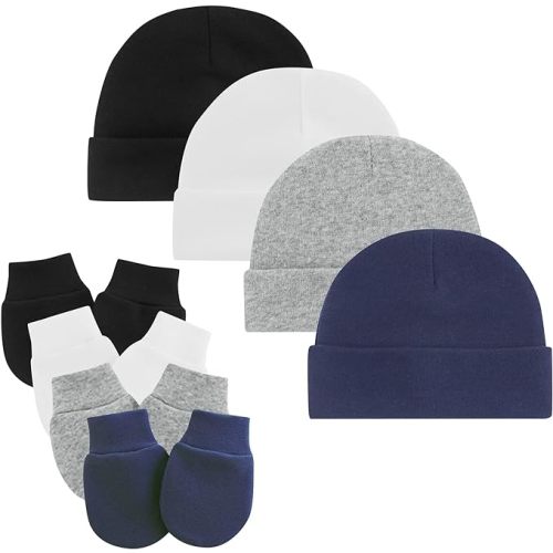 Zando Baby Hats and Mittens Newborn Hospital Hat Essentials Warm Knit Beanie Safety Anti-Scratch for Boys Girls 0-6M