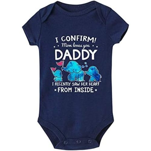 I Confirm Mom Loves You Daddy Onesie Cute Baby Bodysuit Rompers Short/Long Sleeve Jumpsuit