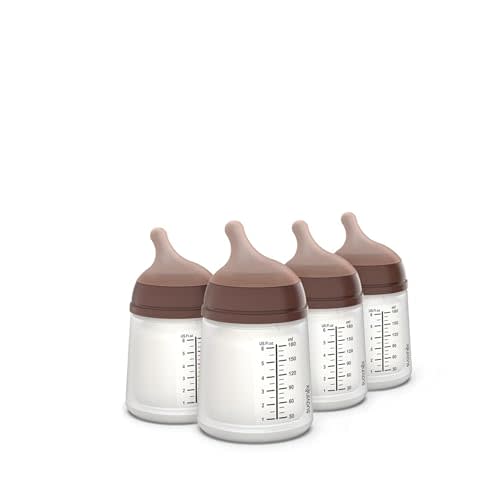 Suavinex Zero Zero Anti Colic Baby Bottle, No 1 Spanish Baby Bottle Brand, Minimizes Bottle Rejection & Nipple Confusion, Perfect for Breastfeeding Babies, 4 PK 6 oz, Deep Tone, Adaptable Flow