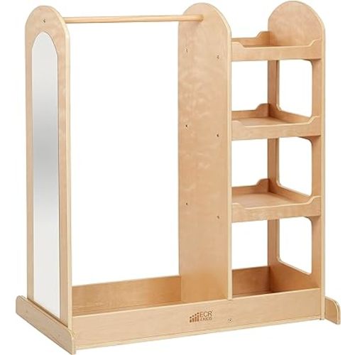 ECR4Kids Dress Up Center with Mirrors, Costume Organizer, Natural