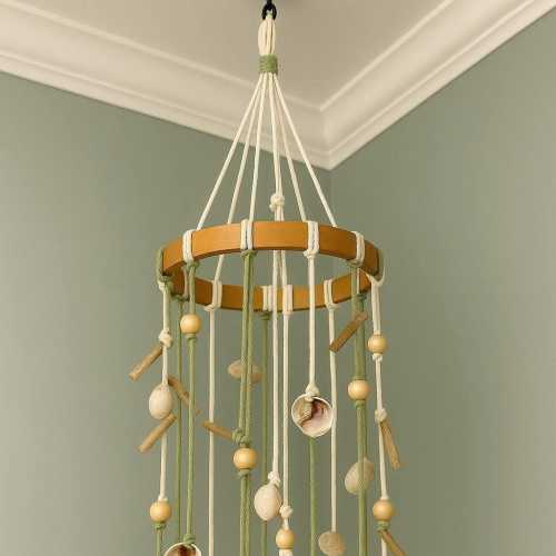 Macrame Baby Nursery Mobile – Handmade Seashell Decor, Gender neutral Baby Shower Gift