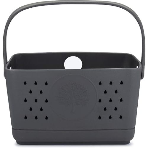 Parker Baby Co. Quick-Dry Bath Caddy Organizer with Handle - Smoke, Large