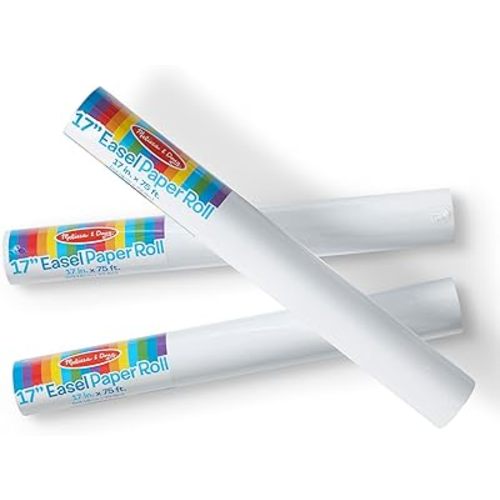 Melissa & Doug Deluxe Easel Paper Roll Replacement (17 inches x 75 feet) - 3-Pack - FSC Certified