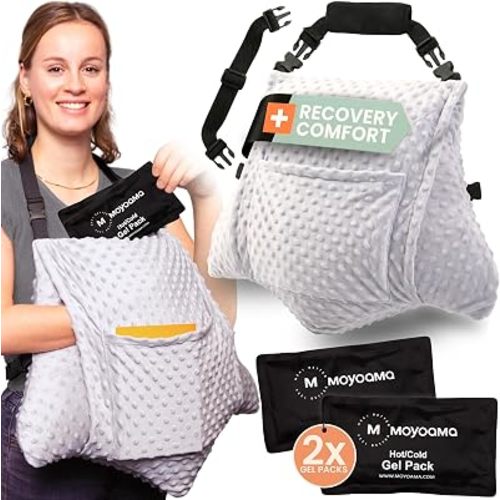 MOYOAMA 3 Pcs Hysterectomy Pillow Set - Incl 2 Gel Packs for Soothing Relief - Hysterectomy Recovery Must Haves After C Section,Post Surgery Pillow,Abdominal Surgery Recovery Pillow,Hysterectomy Gifts