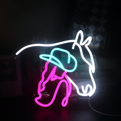 Horse Cowgirl Neon Sign, Horse Woman Neon Light, Lady Horse Led Light, Country Living Led Sign,Cowboy Room Wall Decor,Cowgirl Neon Light sign for Game Room Home Bar Art Wall Decor