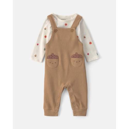 Baby Boy 2-Piece Thanksgiving Thermal Long-Sleeve Overall Set - Brown | Carter's