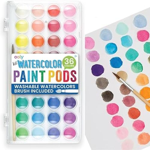 Ooly Lil' Watercolor Washable Paint Pods Set, 36 Colors