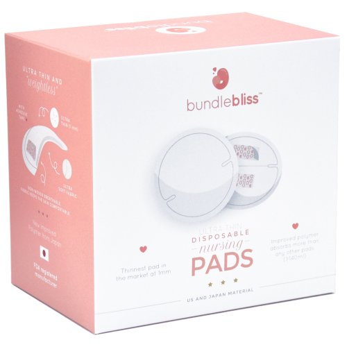 Thinnest Pads Ever. Bundlebliss Disposable Ultra Thin Nursing Breast Pads. 60 Highly Absorbent Breastfeeding Milk Pads.