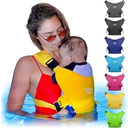 WaterLand Baby Carrier - Innovative Carrier You Can Use Both in Water & Land - Waterproof Infant Chest Holder with Adjustable Straps, Lightweight Toddler Harness for Pool & Beach (Yellow)